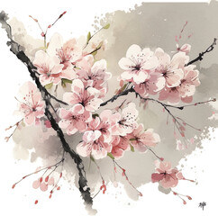 Japanese Sakura against a gray background