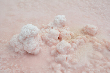 Large clods of salt on the surface of the salt lake