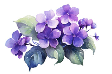 Violet flowers hand draw retro illustration