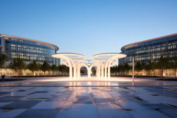 Fototapeta premium modern building with empty floor at dawn