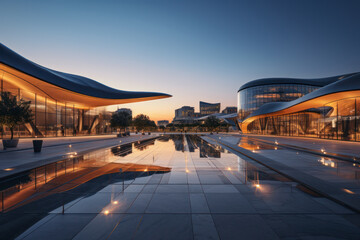Fototapeta premium modern building with empty floor at dawn