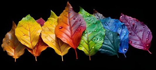 Rainbow Colored Painted Leaves