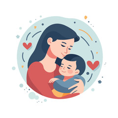 mother and child vector logo