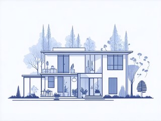 Eco friendly modern house. AI generated illustration