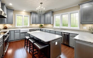 Photorealistic kitchen set minimalis modern style. Mockup kitchen. House kitchen