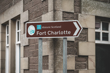 Historic Scotland Fort Charlotte Sign, Shetland island