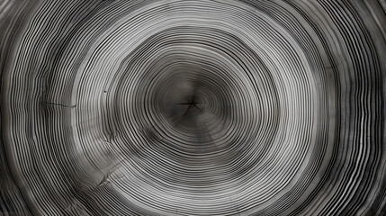 Warm gray cut wood texture. Detailed black and white texture of a felled tree trunk or stump. Rough organic tree rings with close up of end grain.