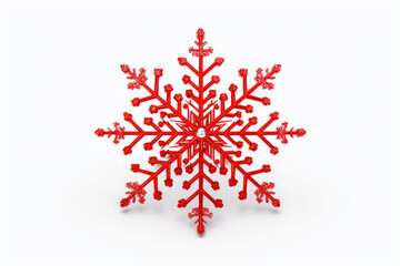 Red snowflake on a white background. AI generated