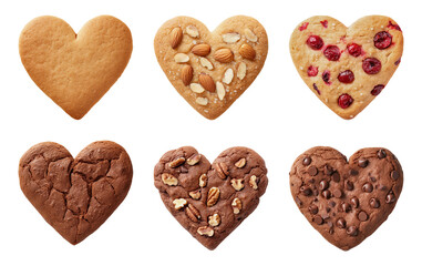 Heart-shaped cookies isolated on transparent background - obrazy, fototapety, plakaty