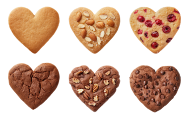 Heart-shaped cookies isolated on transparent background