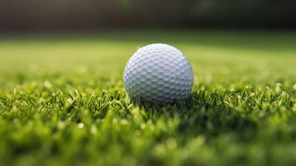Fototapeta premium Golf ball on a tee on grass court. Generative AI