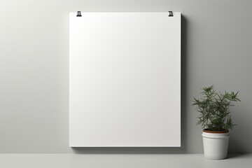 White letterhead paper on a light gray background, empty blank paper, minimalistic background, Generative AI