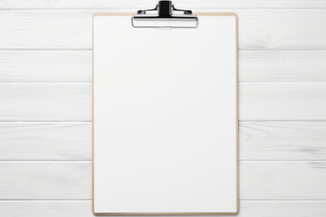 Empty blank clipboard with a silver clip, empty blank paper, minimalistic background, Generative AI