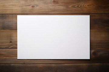 White sheet of paper on a wooden desk, empty blank paper, minimalistic background, Generative AI