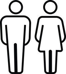 Toilet signage icon, bathroom for various gender, signs of men women and wheelchair for restroom, thin line symbol on white background