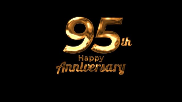 Animated text happy anniversary  95th gold 4K, birthday, celebration, moment, gold moment