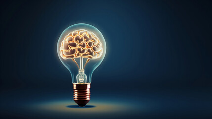 Human brain lightbulb new ideas concept Generative AI.