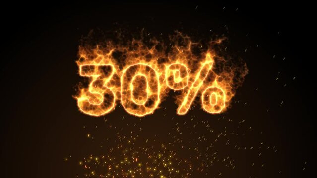 30 percent discount. Fire. Offer. Sparks.