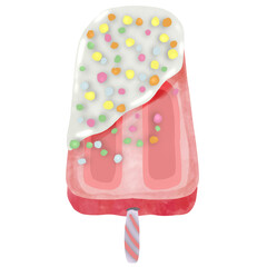 Candy pink ice cream , illustration, PNG.