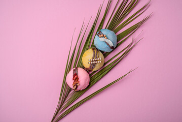 Delicious sweet colorful mochi desserts or ice cream with rice dough and toppings