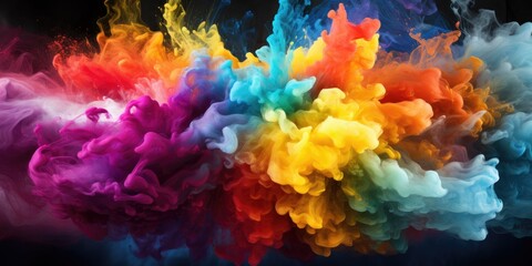 Fototapeta na wymiar Explosion of colors underwater. Bright colors underwater. Colorful background. Generative AI