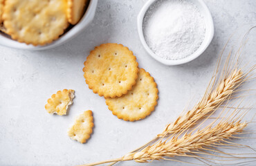 Graham cracker with salt on a white isolated background
