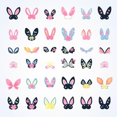 Set bunny rabbit white ears