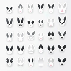 Fototapeta premium Set bunny rabbit white ears