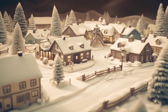 Christmas village in vintage style