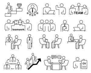 Teamwork Thin Line Icons. Pixel perfect. Editable stroke. People icons business process, human resource management, meeting work group team