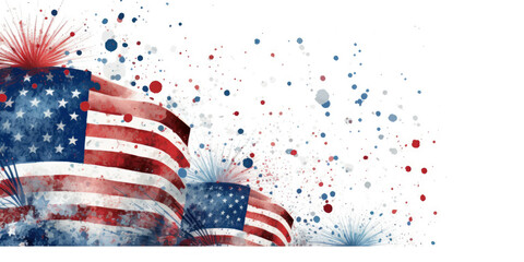 July 4th is Independence Day of the United States of America. Banner for text. Generative AI