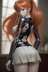 portrait of a girl, A young woman with orange hair