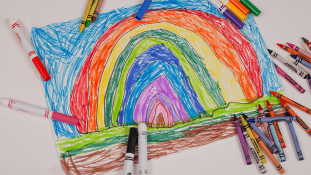 Drawing of a rainbow child artwork using markers crayola Drawing of a rainbow child artwork using markers crayola 