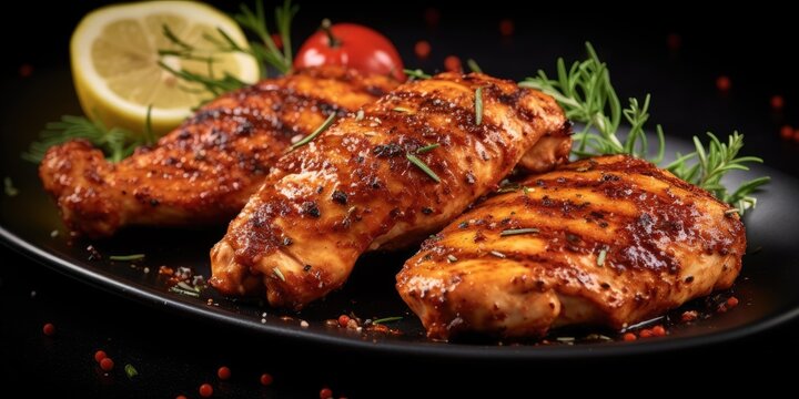 Appetizing fried chicken. Fried delicious chicken wings. Grilled food. Generative AI