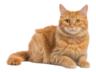 Sitting orange cat on a transparent background. Generative AI