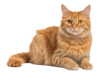 Sitting orange cat on a transparent background. Generative AI