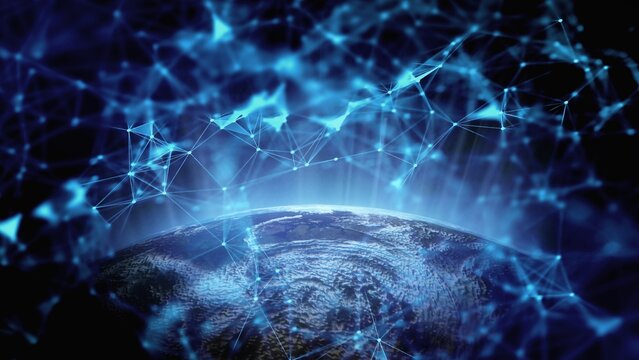 Communication technology with internet network. Telecommunication transfer