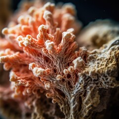 Naklejka na ściany i meble Mineral stone coral close-up. Generative AI