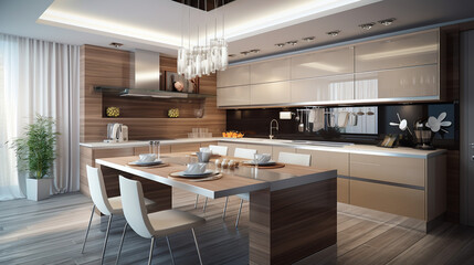 Modern design of kitchen, kitchen luxury interior