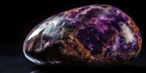 Photo of the mineral stone charoite close-up, macro. Generative AI