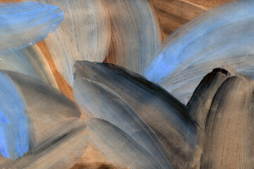 Brown blue beige acrylic painting texture. Hand painted background