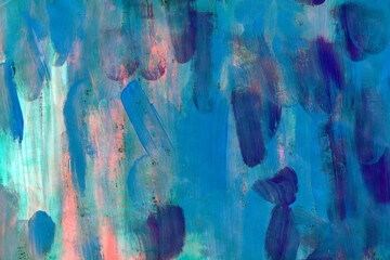 Blue green acrylic painting texture. Hand painted background