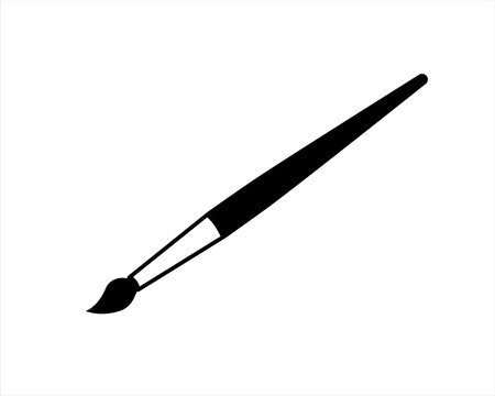 School stationery supply, paintbrush or painting tool. Brush for painting. Paint brush icon isolated on white background