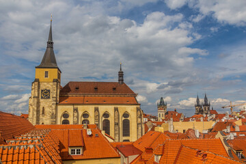 Fototapeta premium Skyline of Prague with St. Giles' Church, Czech Republic