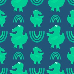 Cartoon summer animals seamless crocodile pattern for fabrics and wrapping paper and kids clothes print
