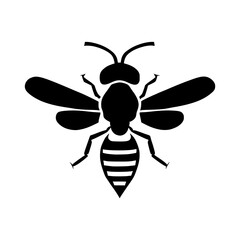 Professional black and white bee logo, suitable for a variety of industries. Minimalistic aesthetic, isolated on a white background. Silhouette icon of a wasp. simple logo of a honey.