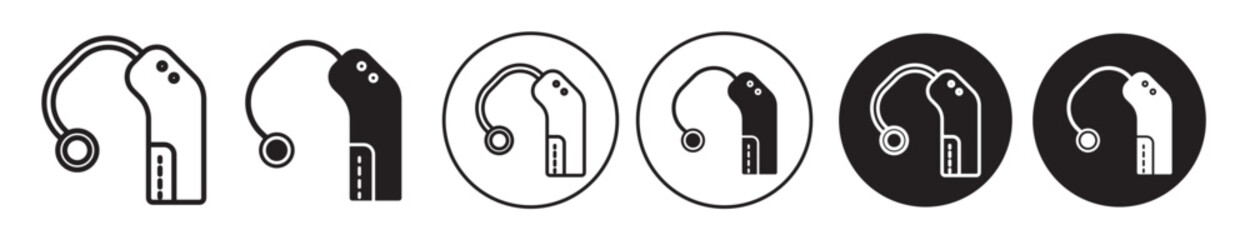Hearing aid icon set. cochlear implant device vector symbol in black color.