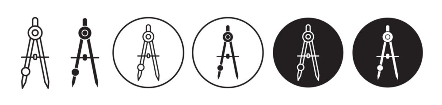 Drawing Compass Icon set. architect architecture engineer compass vector symbol. stationery school geometry drawing Compass sign.