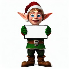 North Pole elves holding a sign on white background