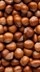 close up of hazelnuts, seamless texture, generative ai